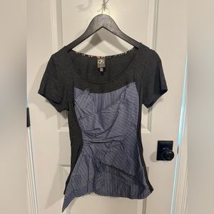 NWOT Anthropologie One September gray and blue top, size medium